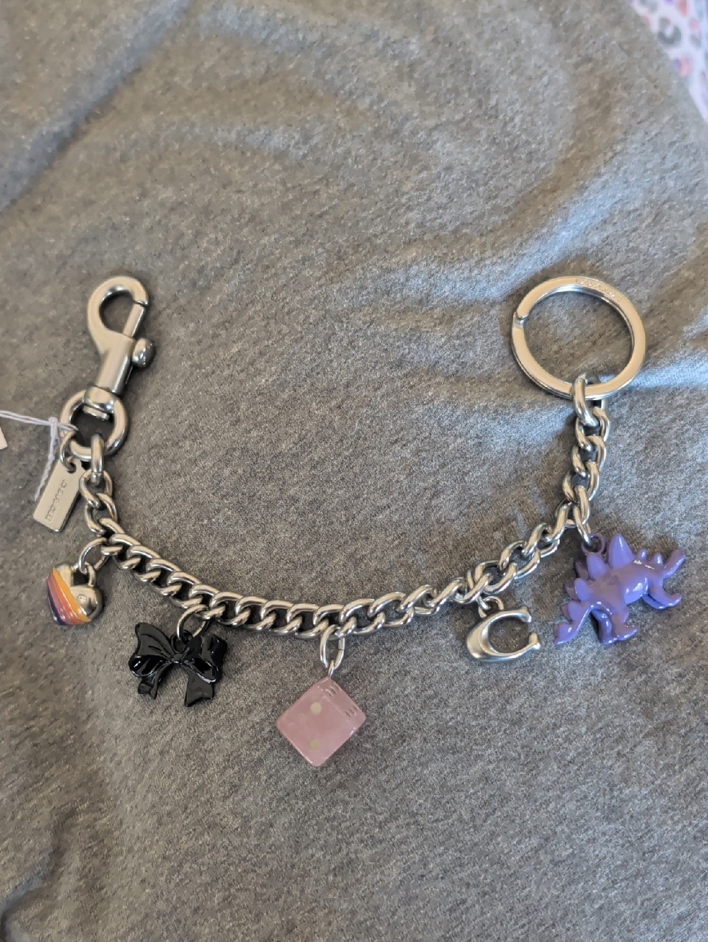 Coach Motif Chain Bag Charm In Silvertoned Hardware - Picture 6 of 13
